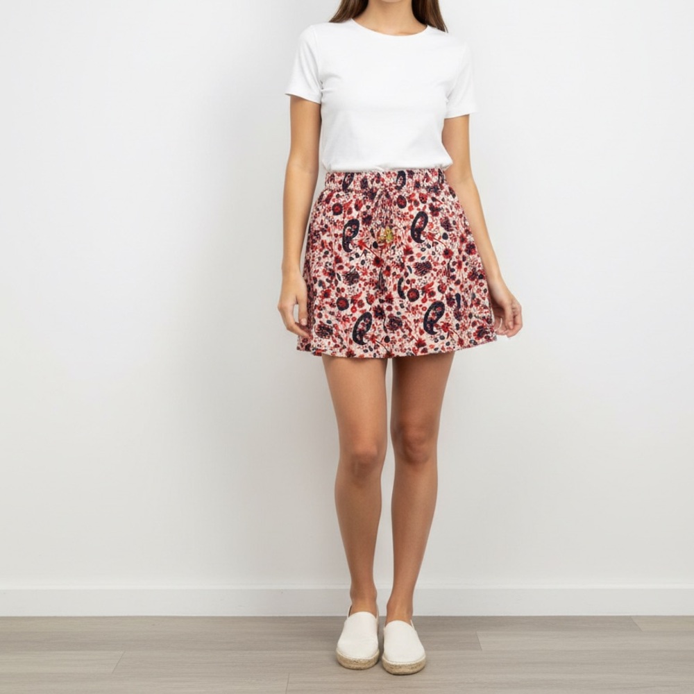 🔥$10 FINAL PRICE🔥 Zara Paisley Floral Print Smocked Elastic Waist Mini Skirt❤️